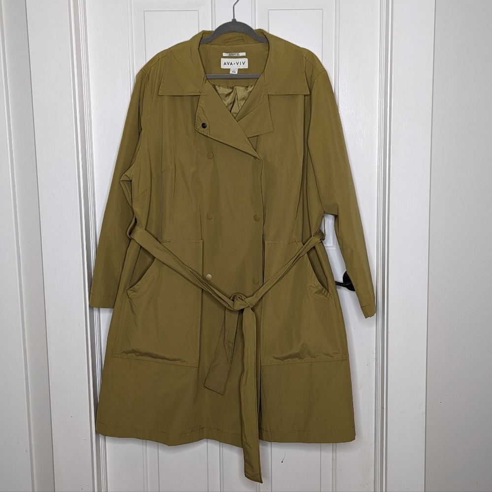 Ava & Viv olive green rain trench coat plus size 1X